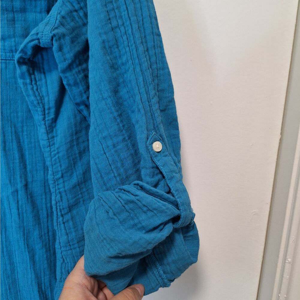 St John's Bay Womens Cotton Shirt Sz XXL Teal Turquoise - Picture 5 of 7